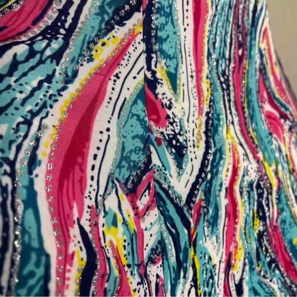 Shoreline Sleeveless Dress Small Bright Abstract Silver Metallic NWT Coverup - Picture 8 of 12